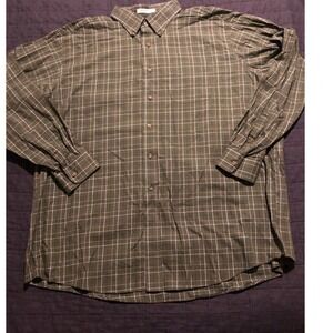 L.L. Bean Plaid Button Up‎ Long Sleeve Olive Green Casual Shirt